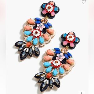 NWT J. Crew Embroidered floral leather-backed earrings